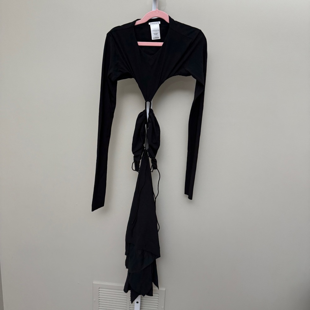 AMAZUÌN
Black long-sleeved stretch jersey minidress size one size